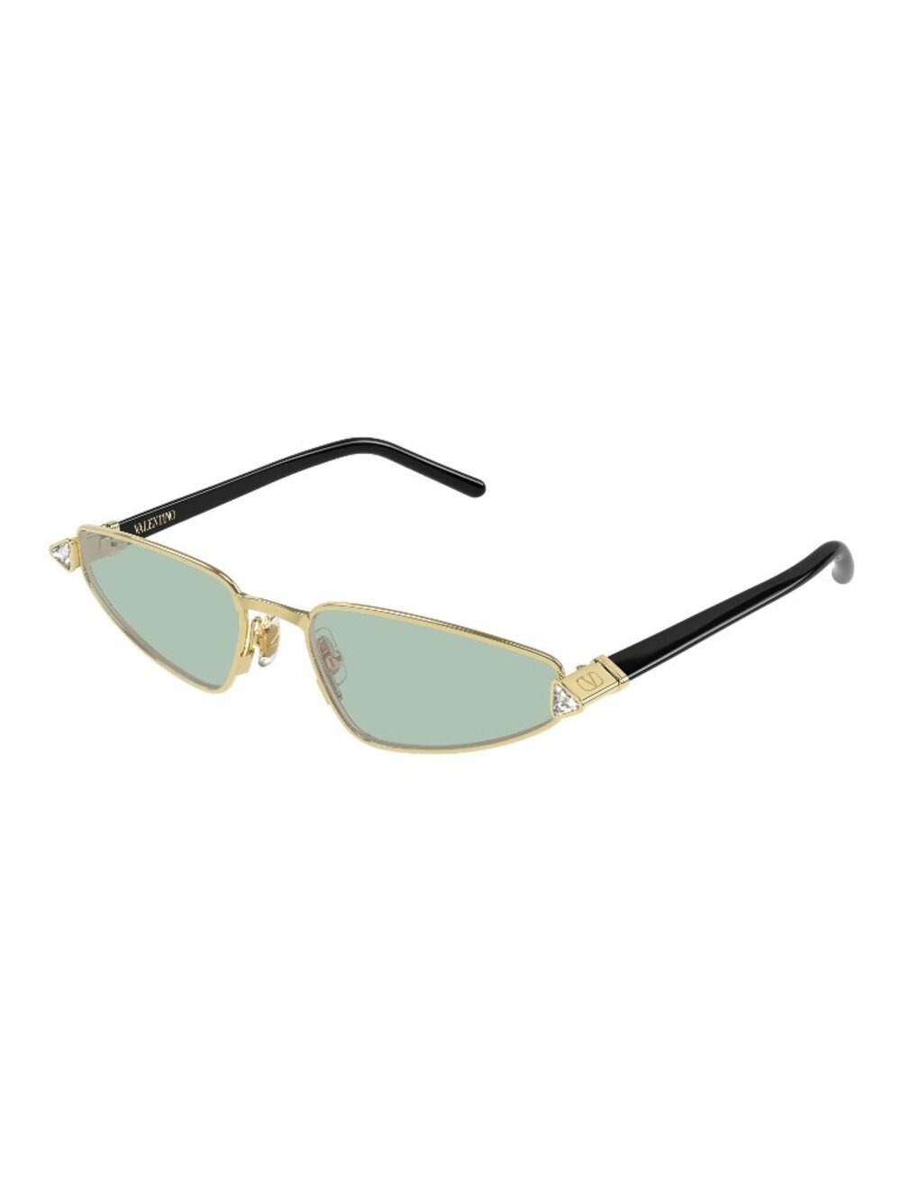 New Valentino Women's Sunglasses Gold Green Lens Metal Frame VG0035S 003 57